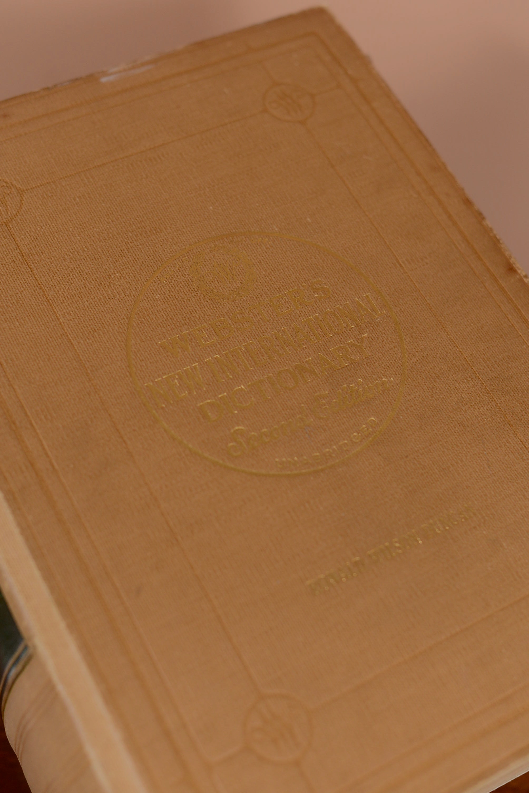 Antique Walnut Book Stand with 1934 Webster's Dictionary