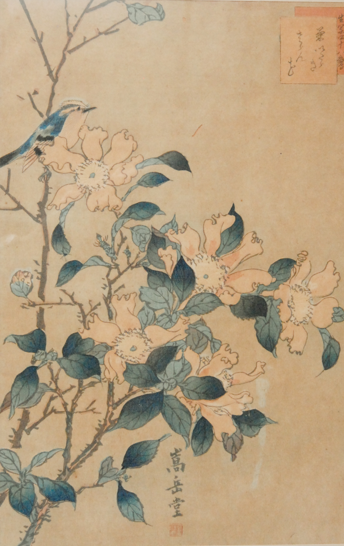 Framed Under Glass Vintage Japanese Watercolor