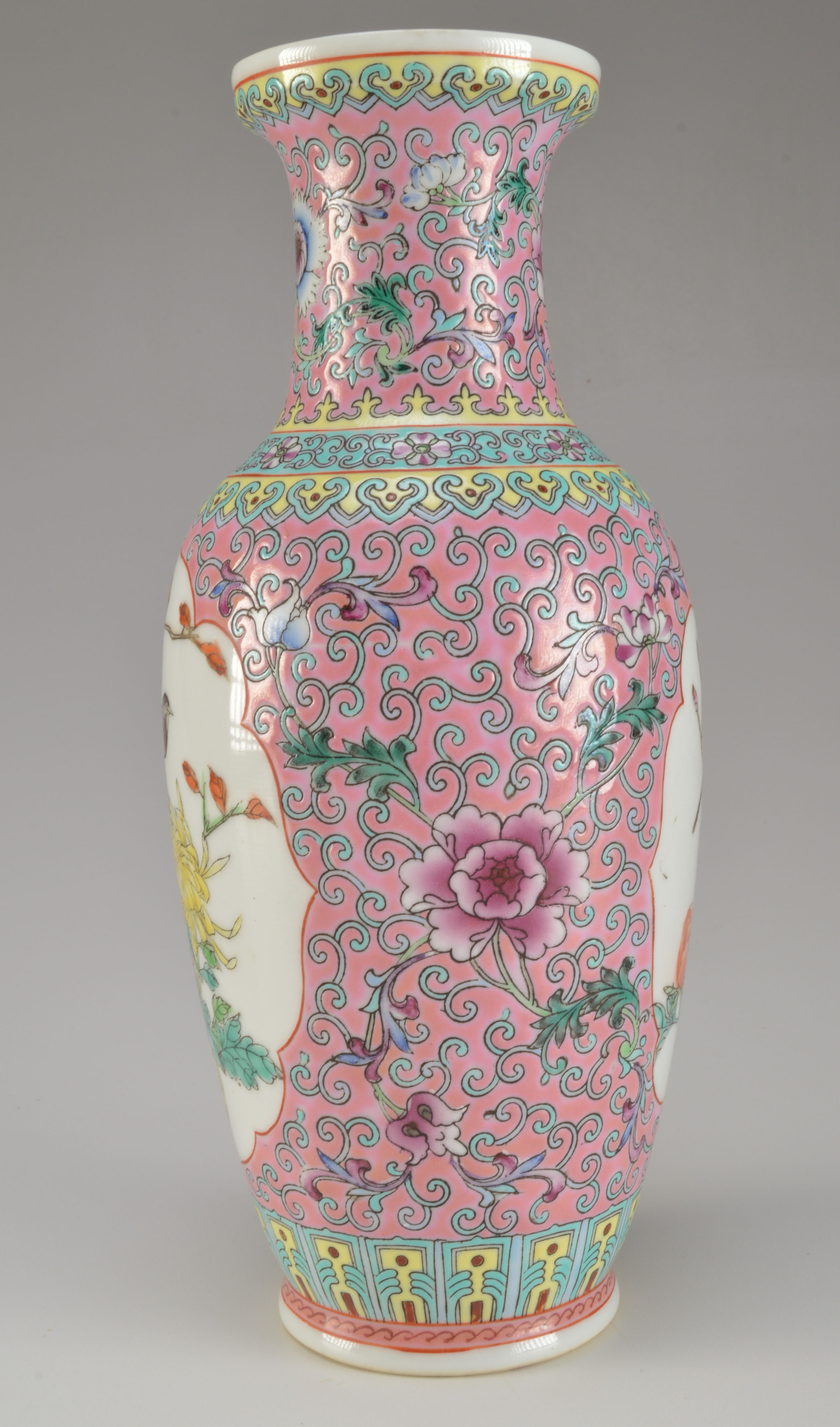 Vintage Baluster Vase with Enameled Design