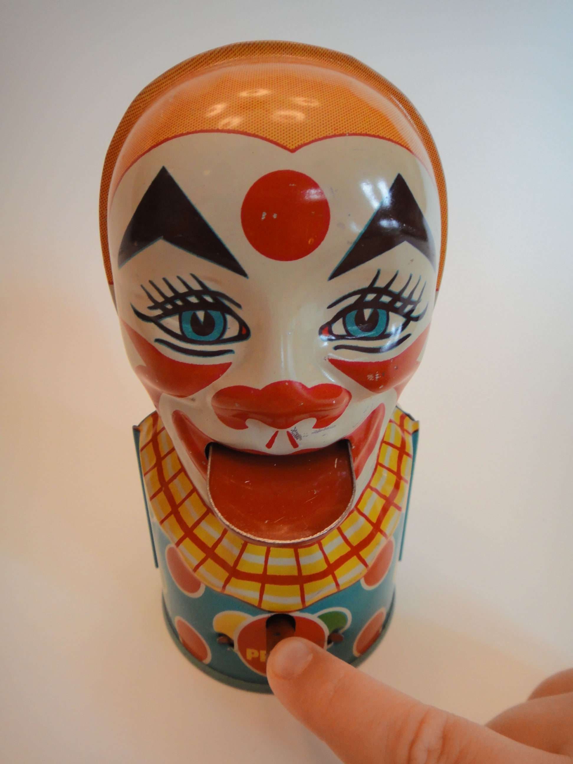 Vintage 1940s J. Chein Mechanical Clown Bank