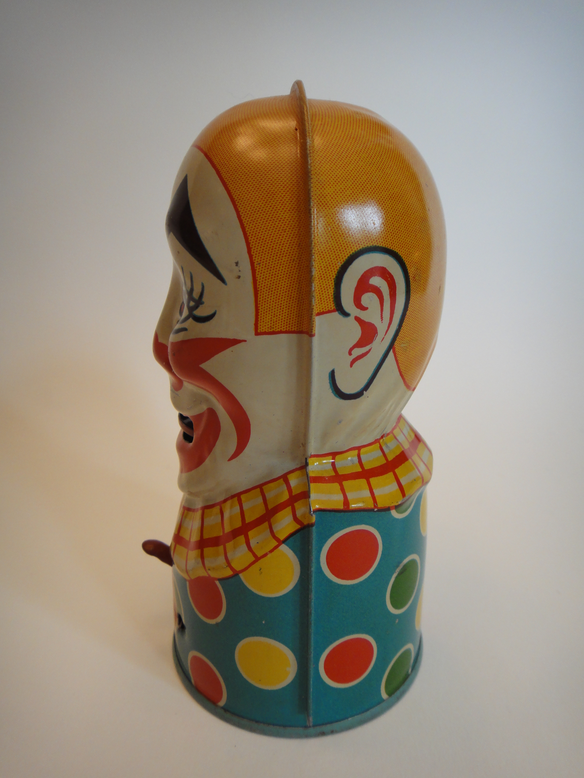 Vintage 1940s J. Chein Mechanical Clown Bank