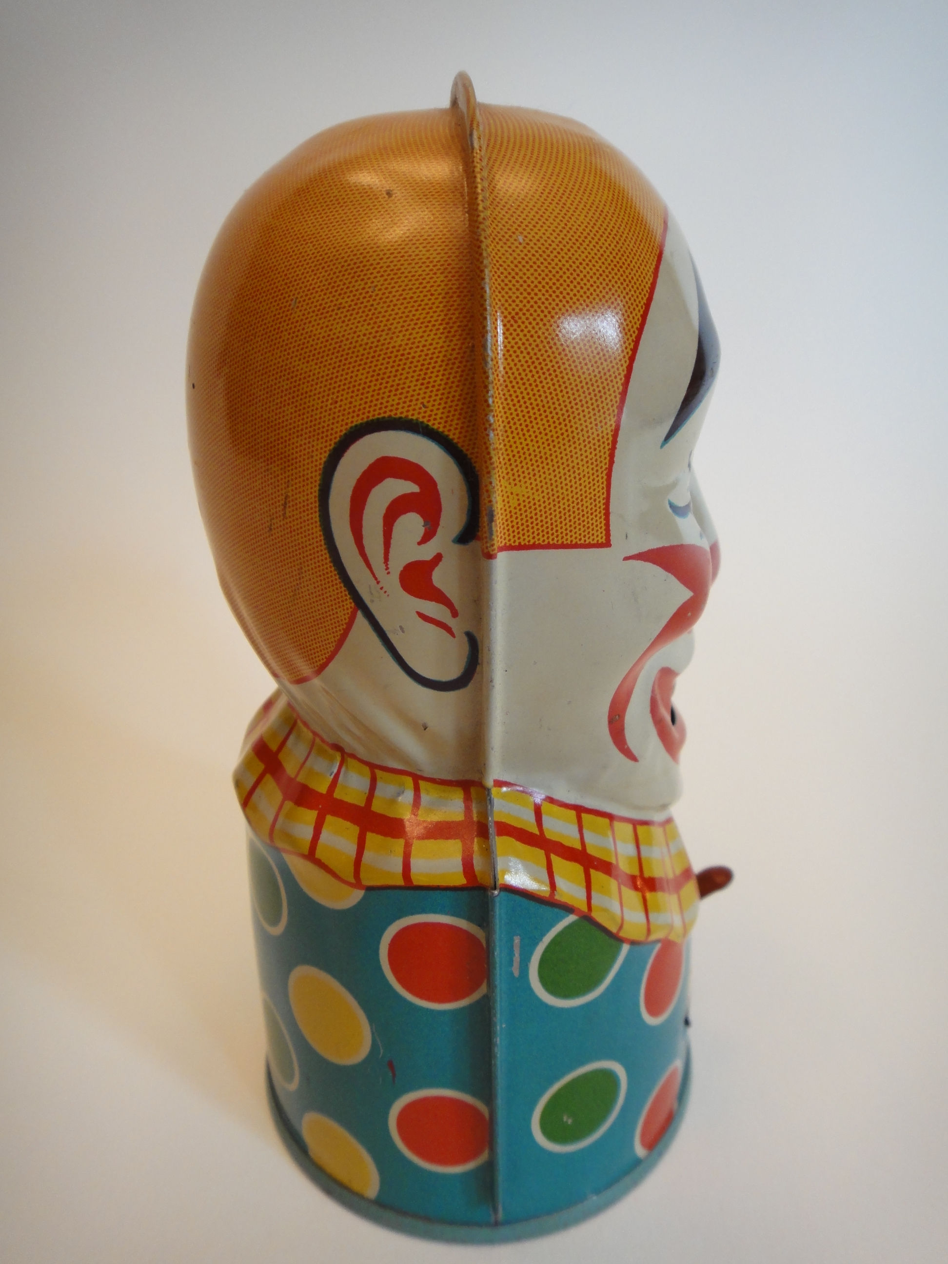 Vintage 1940s J. Chein Mechanical Clown Bank