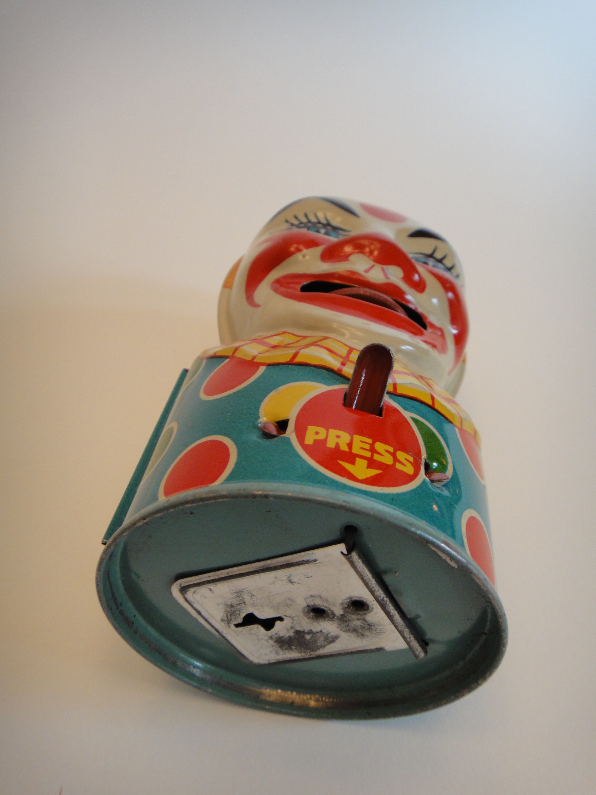 Vintage 1940s J. Chein Mechanical Clown Bank