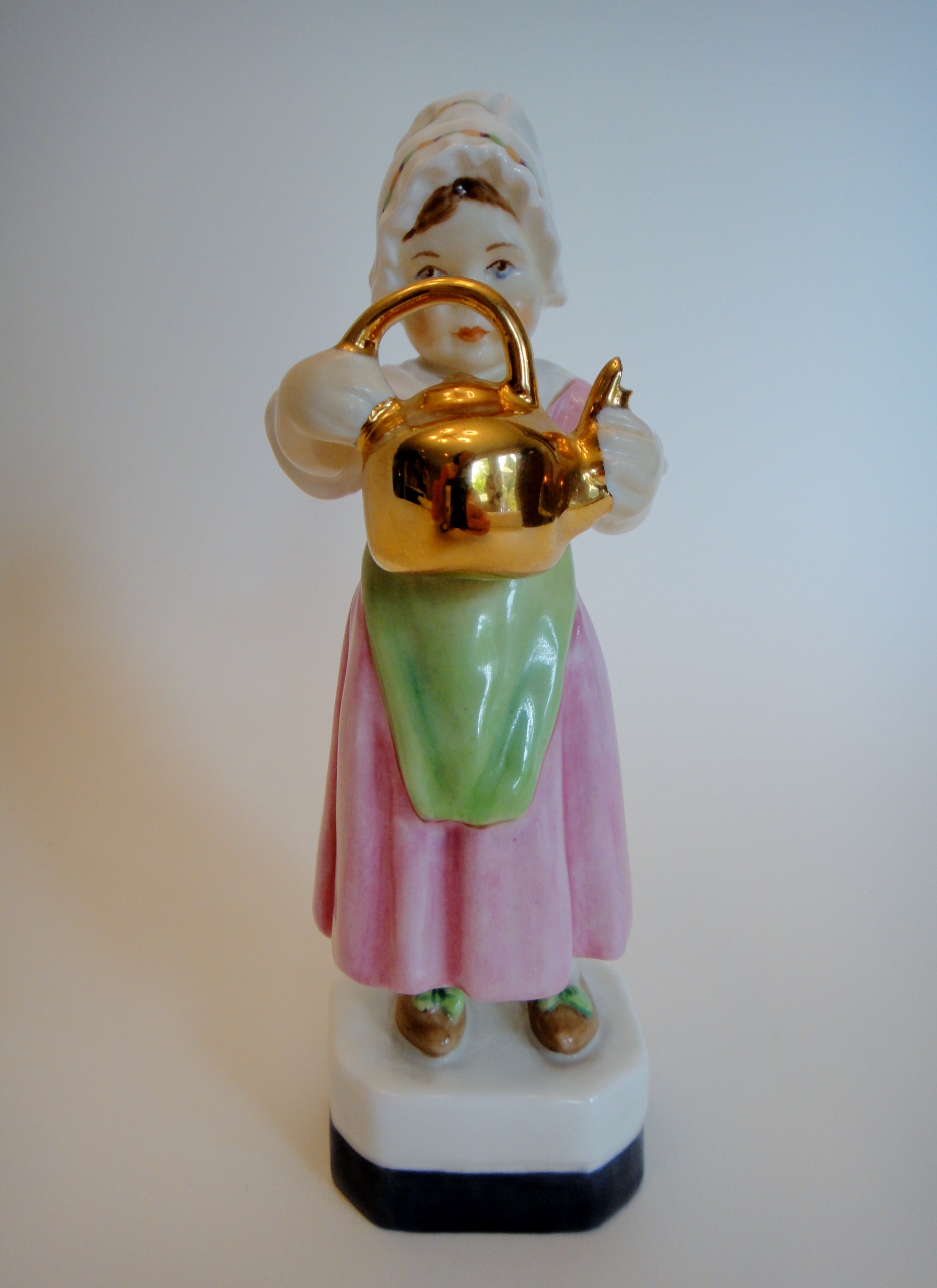 Vtg. Royal Worcester "Polly Put The Kettle On" Porcelain Figurine
