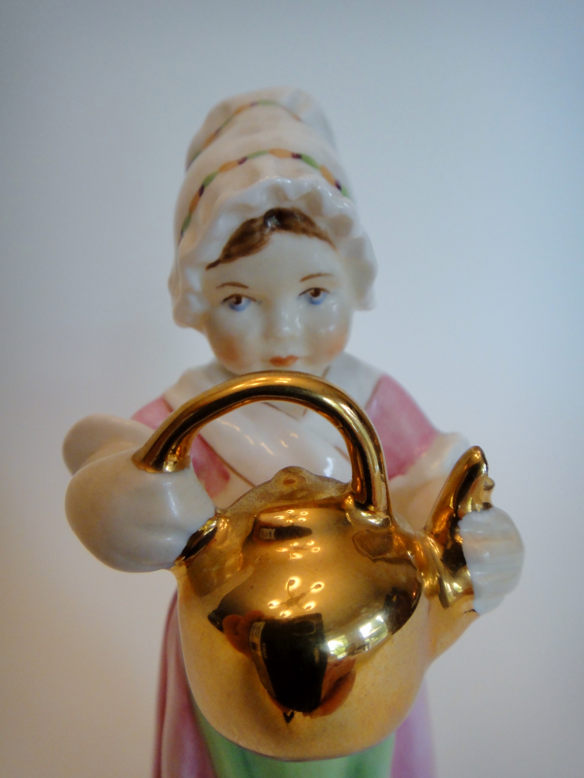 Vtg. Royal Worcester "Polly Put The Kettle On" Porcelain Figurine