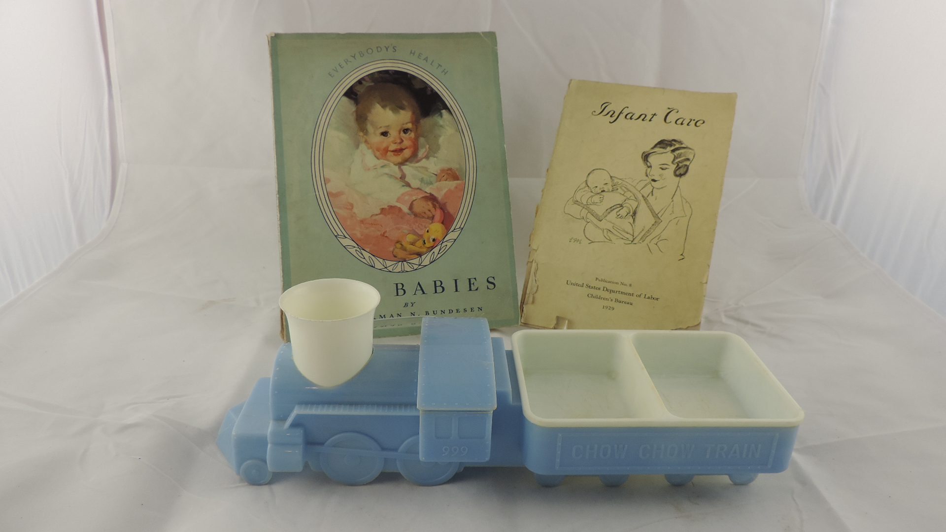Vintage Baby Books and Chow Chow Train Baby Dish