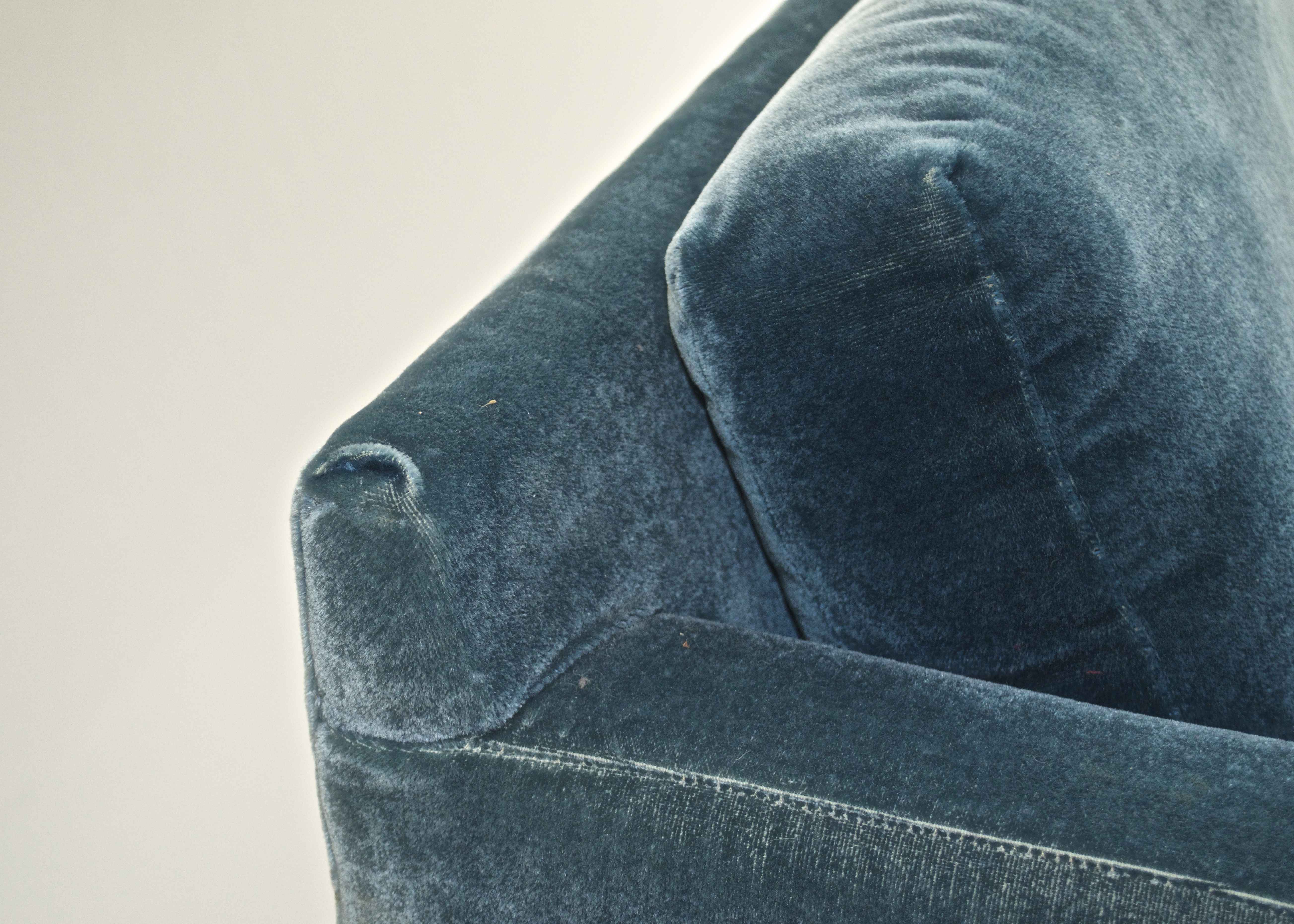 Mid-Century Prussian Blue Velvet Sofa 