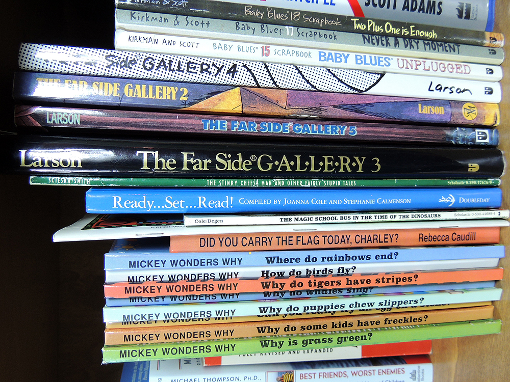 Shelf Lot Comic Strip, Raising Children and Mickey Books