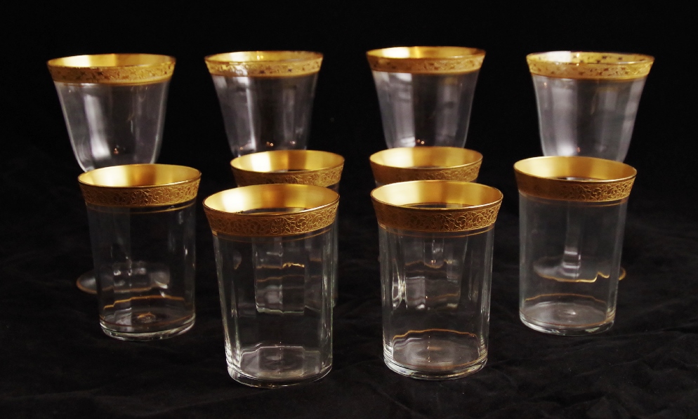 Vintage Crystal Stemware with Gold Rims