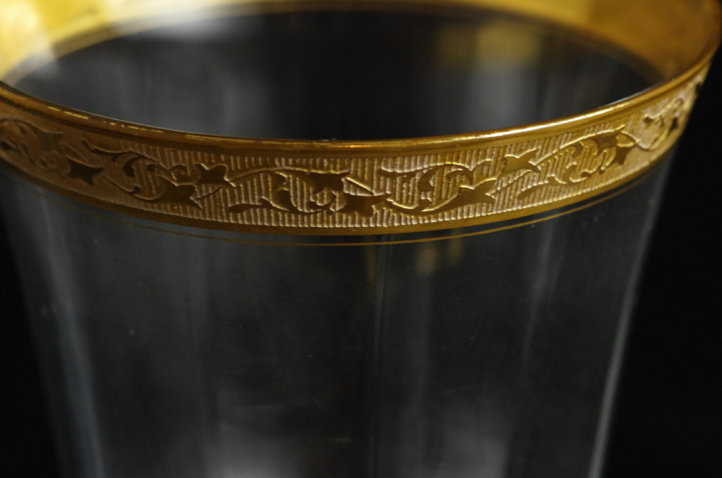 Vintage Crystal Stemware with Gold Rims