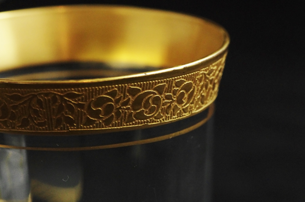 Vintage Crystal Stemware with Gold Rims