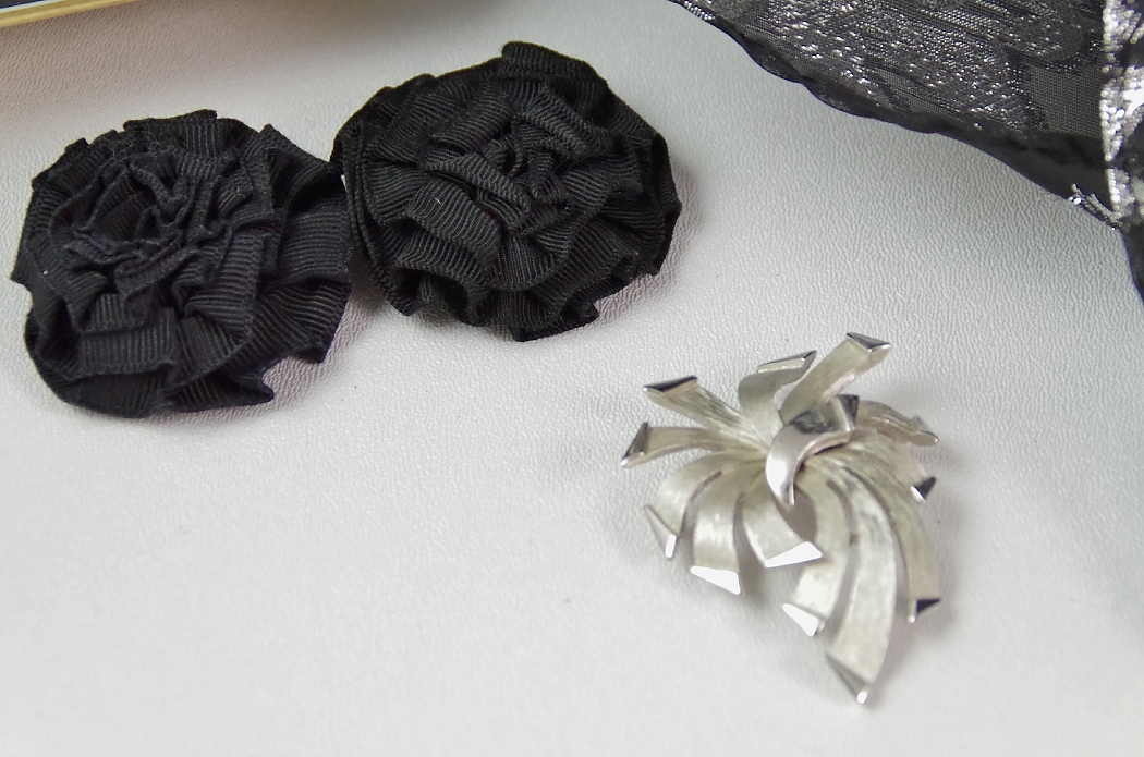 Coordinated Group of Women's Accessories in Black and Silver