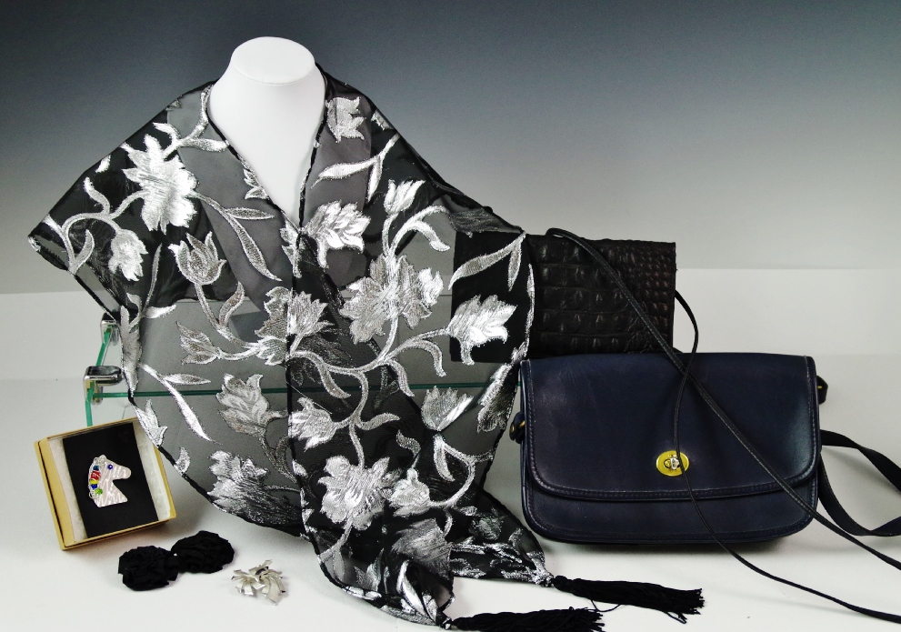 Coordinated Group of Women's Accessories in Black and Silver