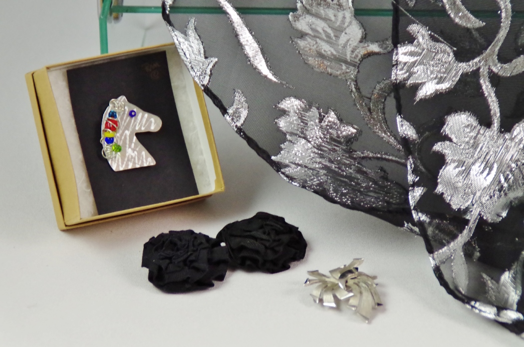 Coordinated Group of Women's Accessories in Black and Silver