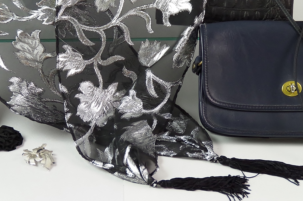 Coordinated Group of Women's Accessories in Black and Silver