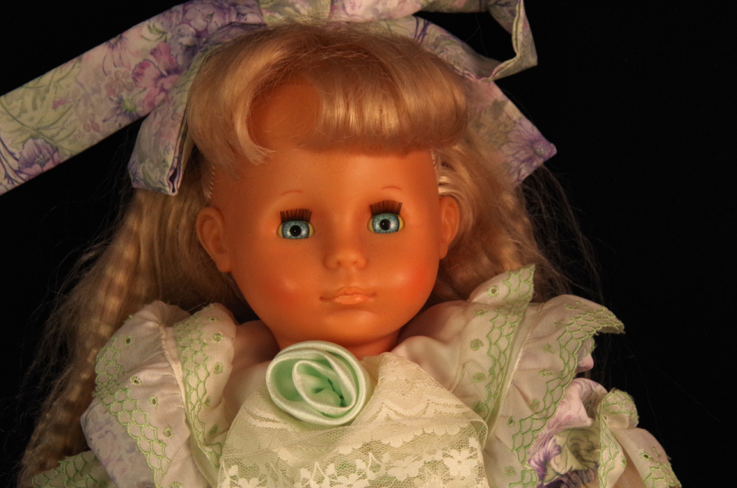 Vintage Famosa Doll in Green and Lavender Dress