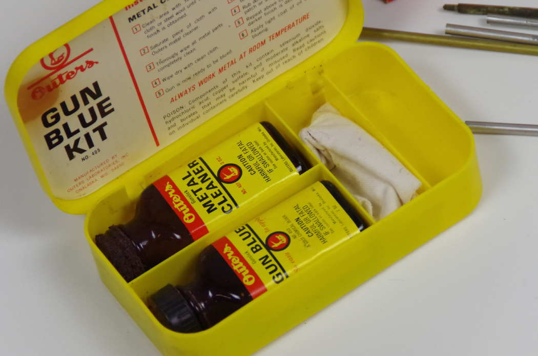 Vintage Locking Gun Rack and Gun Cleaning Supplies