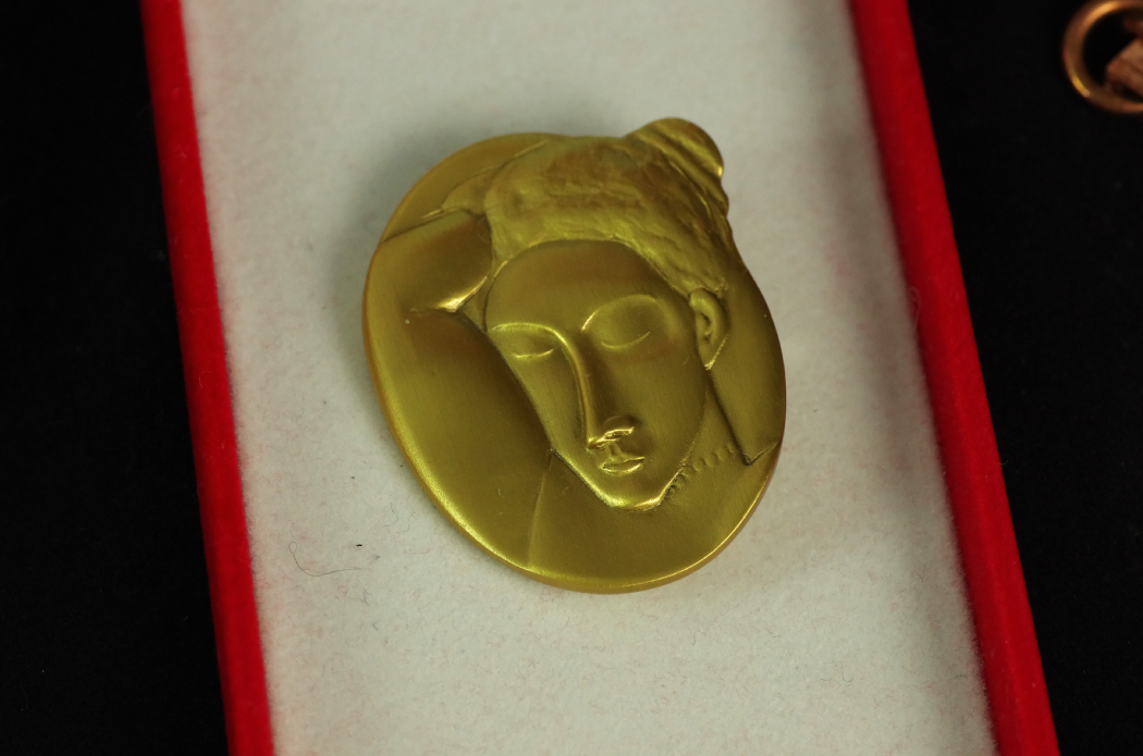 Collection of Costume Jewelry with Carpet Bag Purse & Pottery Box