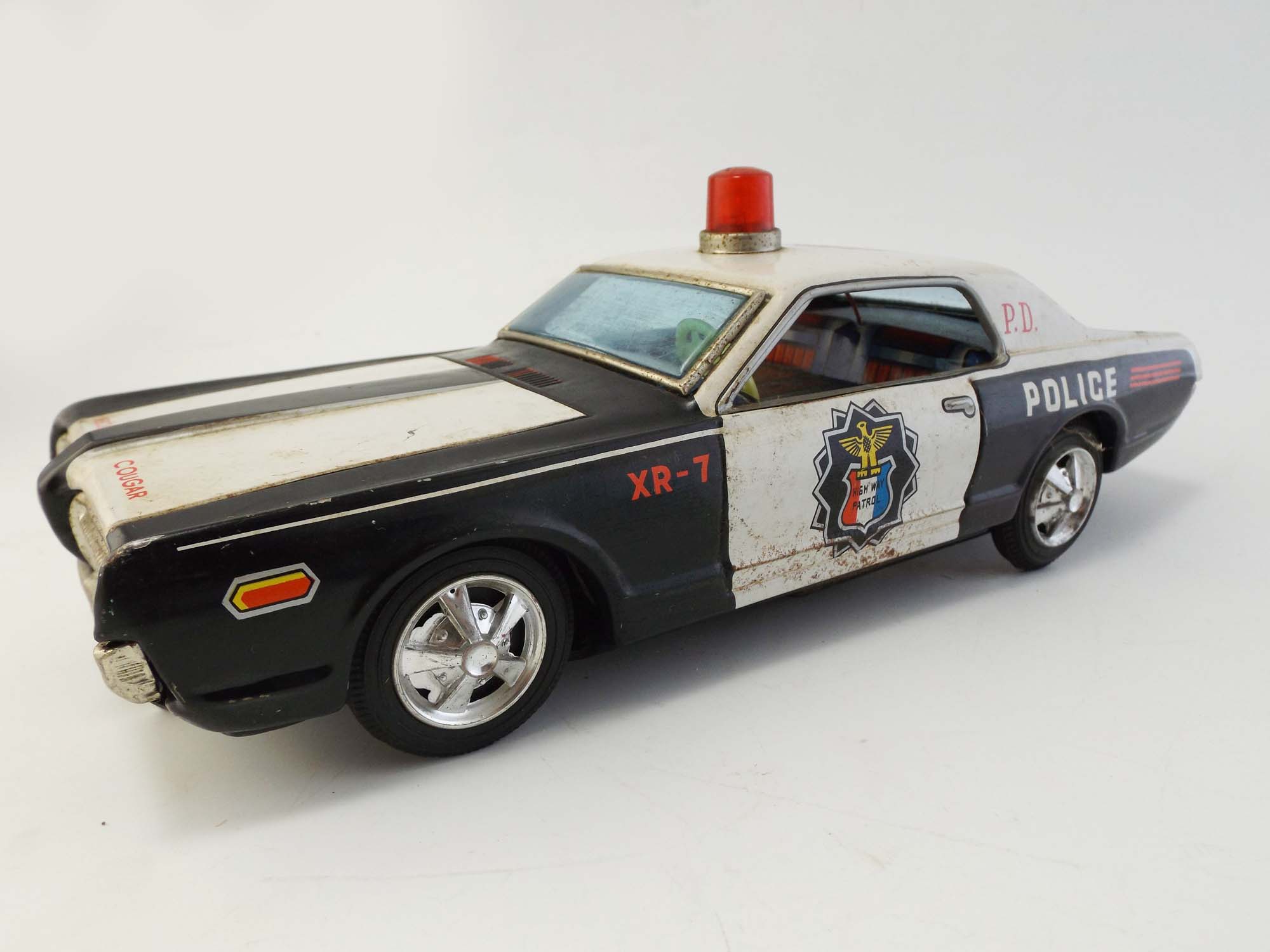 Taiyo Japanese Ford Mercury Cougar Litho Tin Toy Police Car