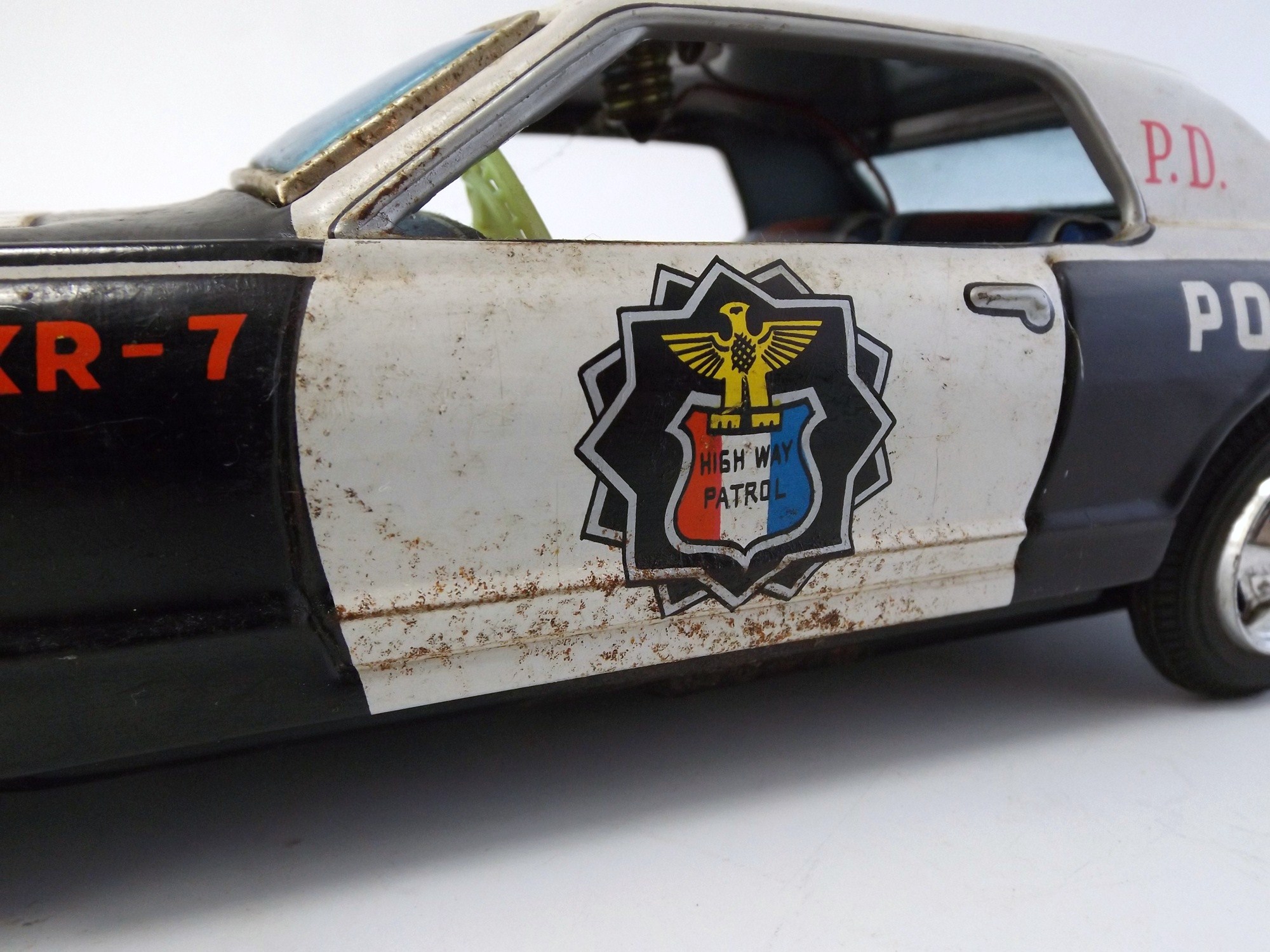 Taiyo Japanese Ford Mercury Cougar Litho Tin Toy Police Car