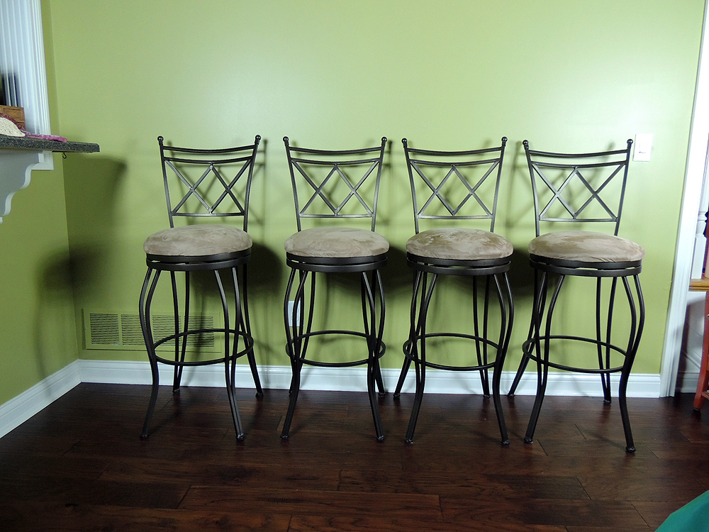 Wrought Iron Upholstered Bar Stools