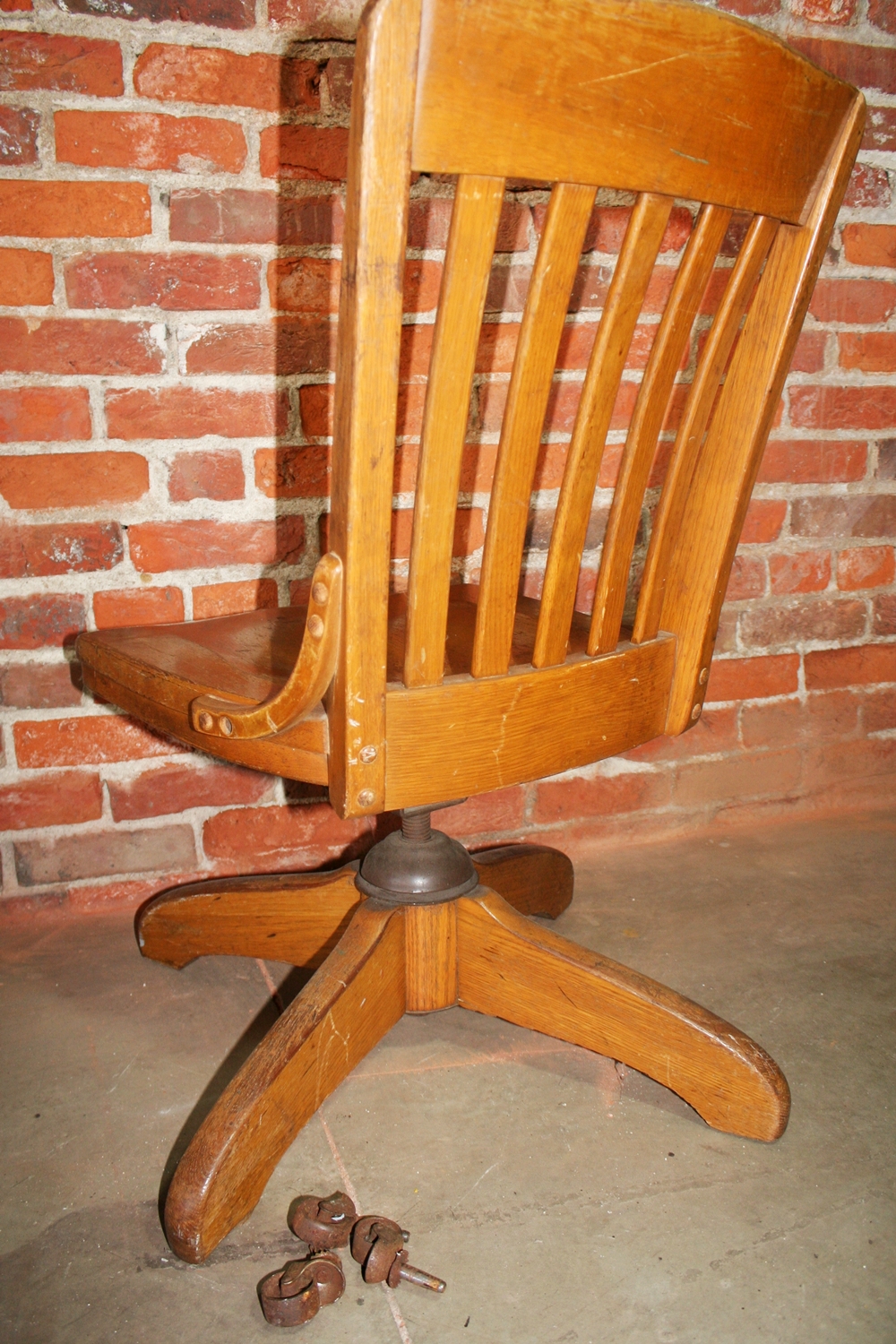 Solid Oak Swivel Desk Chair 