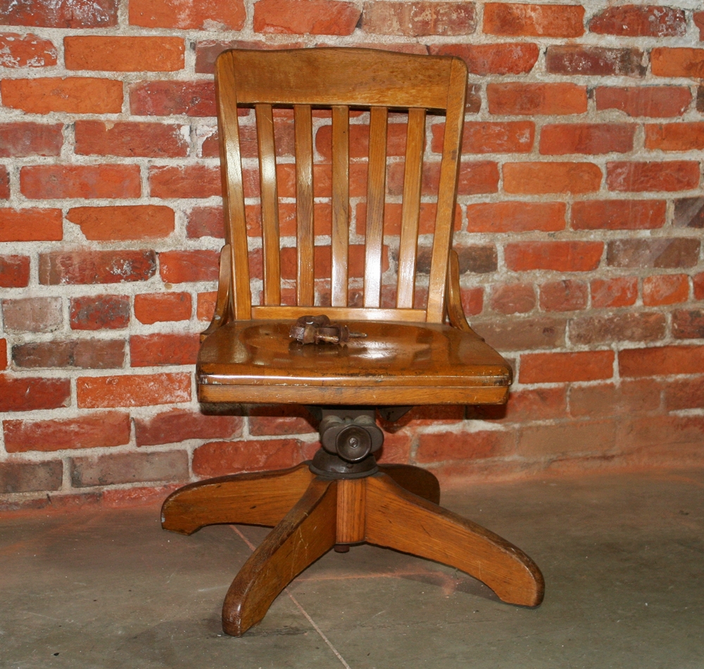 Solid Oak Swivel Desk Chair 