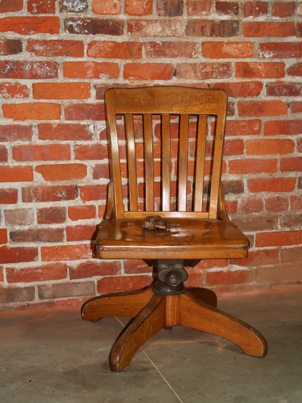 Solid Oak Swivel Desk Chair 
