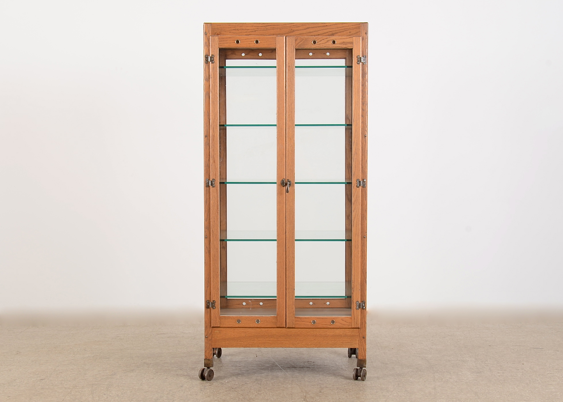 Vintage Oak Glass Front Display Cabinet / Humidoor