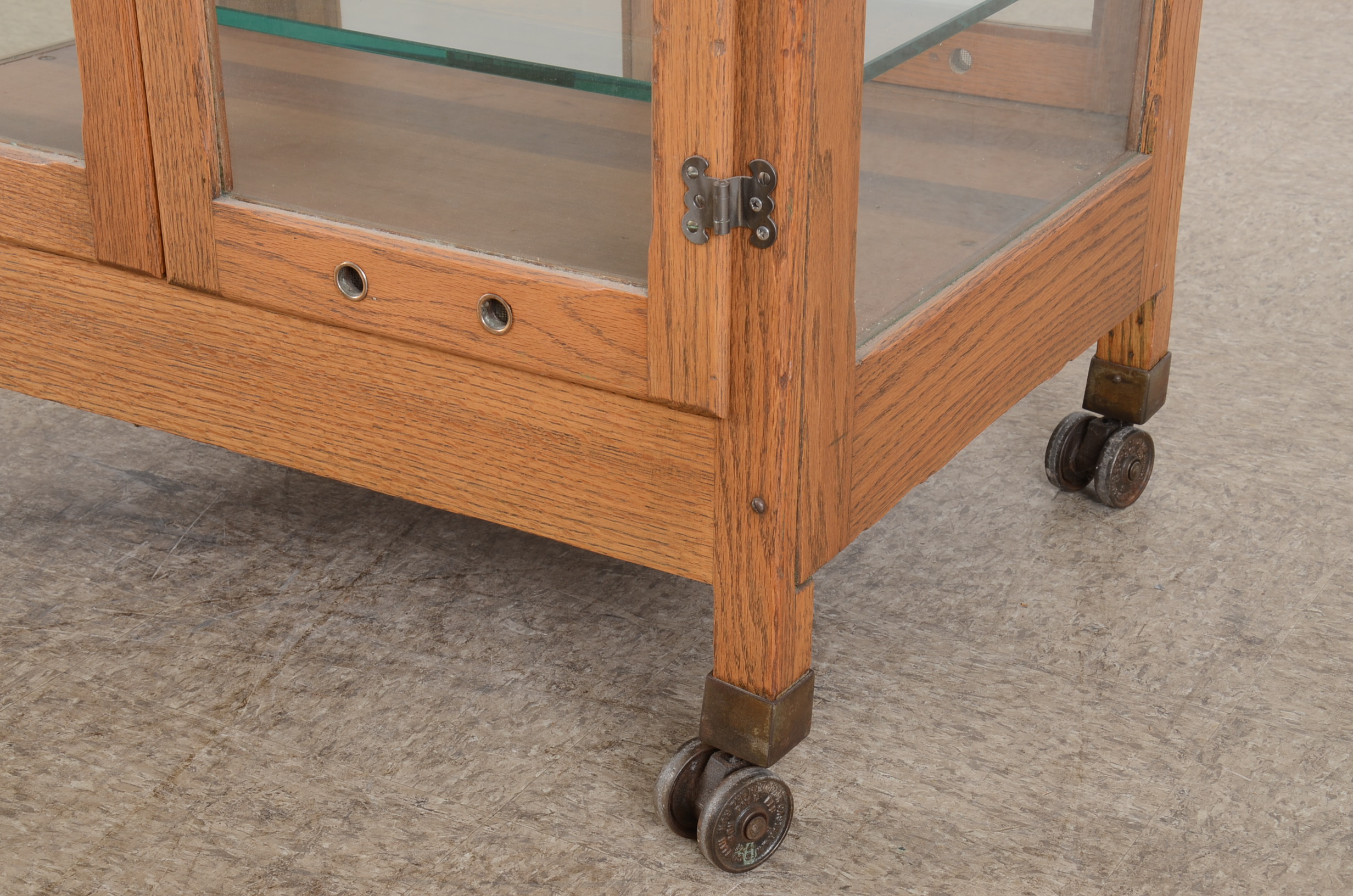 Vintage Oak Glass Front Display Cabinet / Humidoor