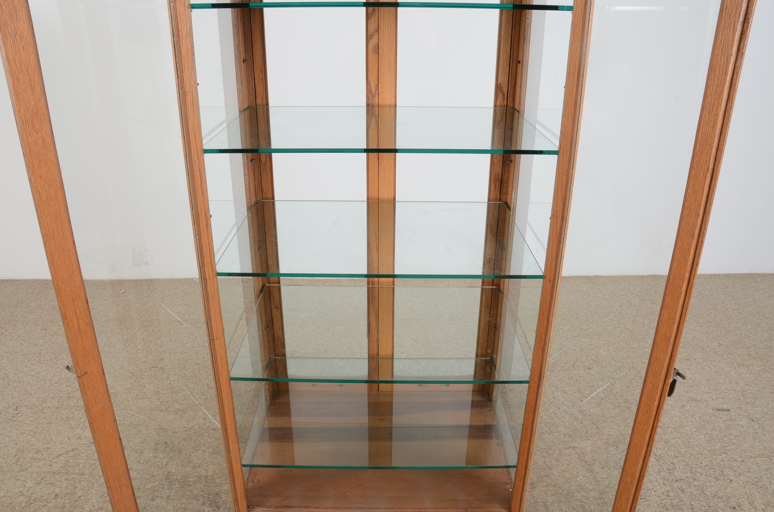 Vintage Oak Glass Front Display Cabinet / Humidoor
