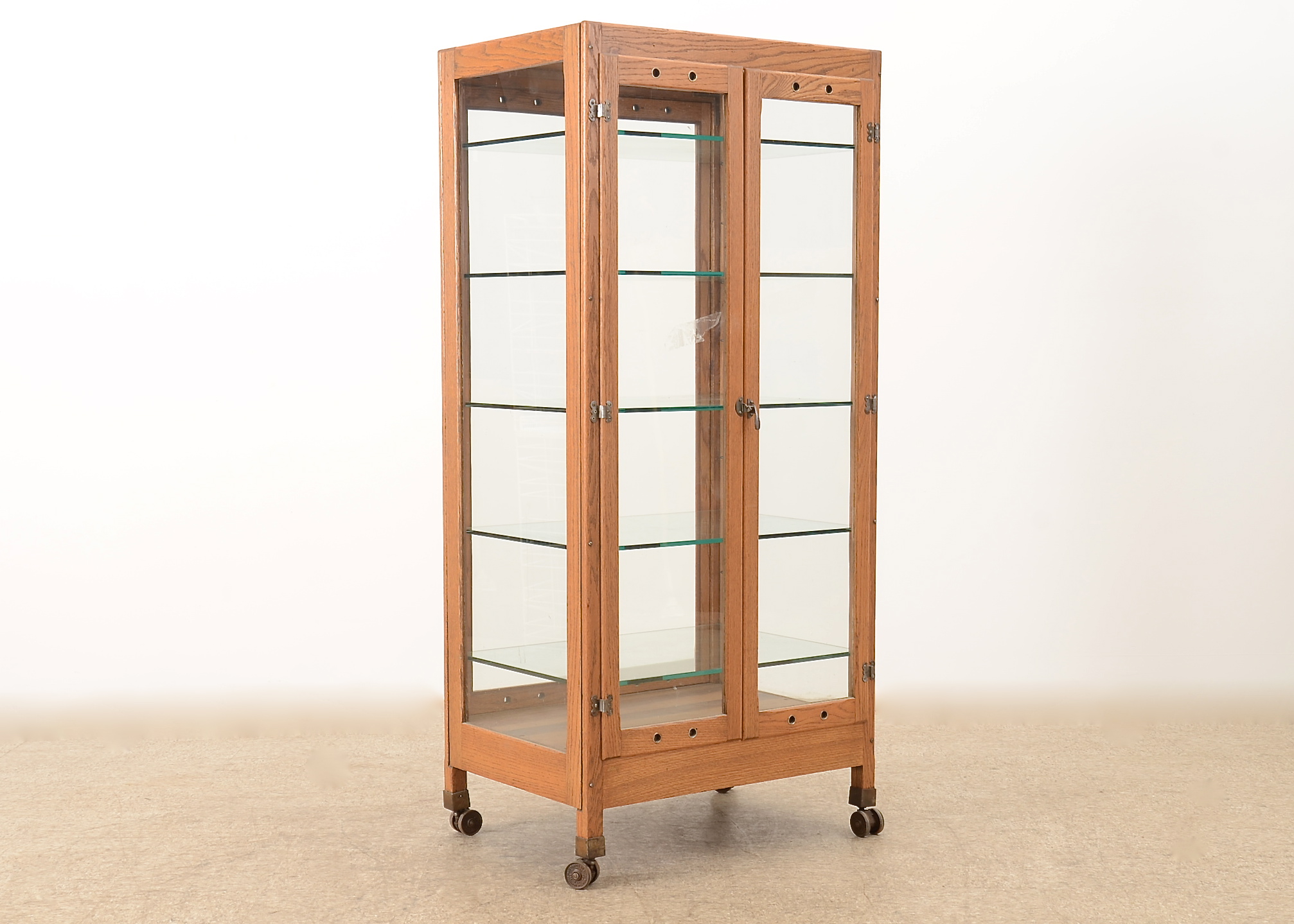 Vintage Oak Glass Front Display Cabinet / Humidoor