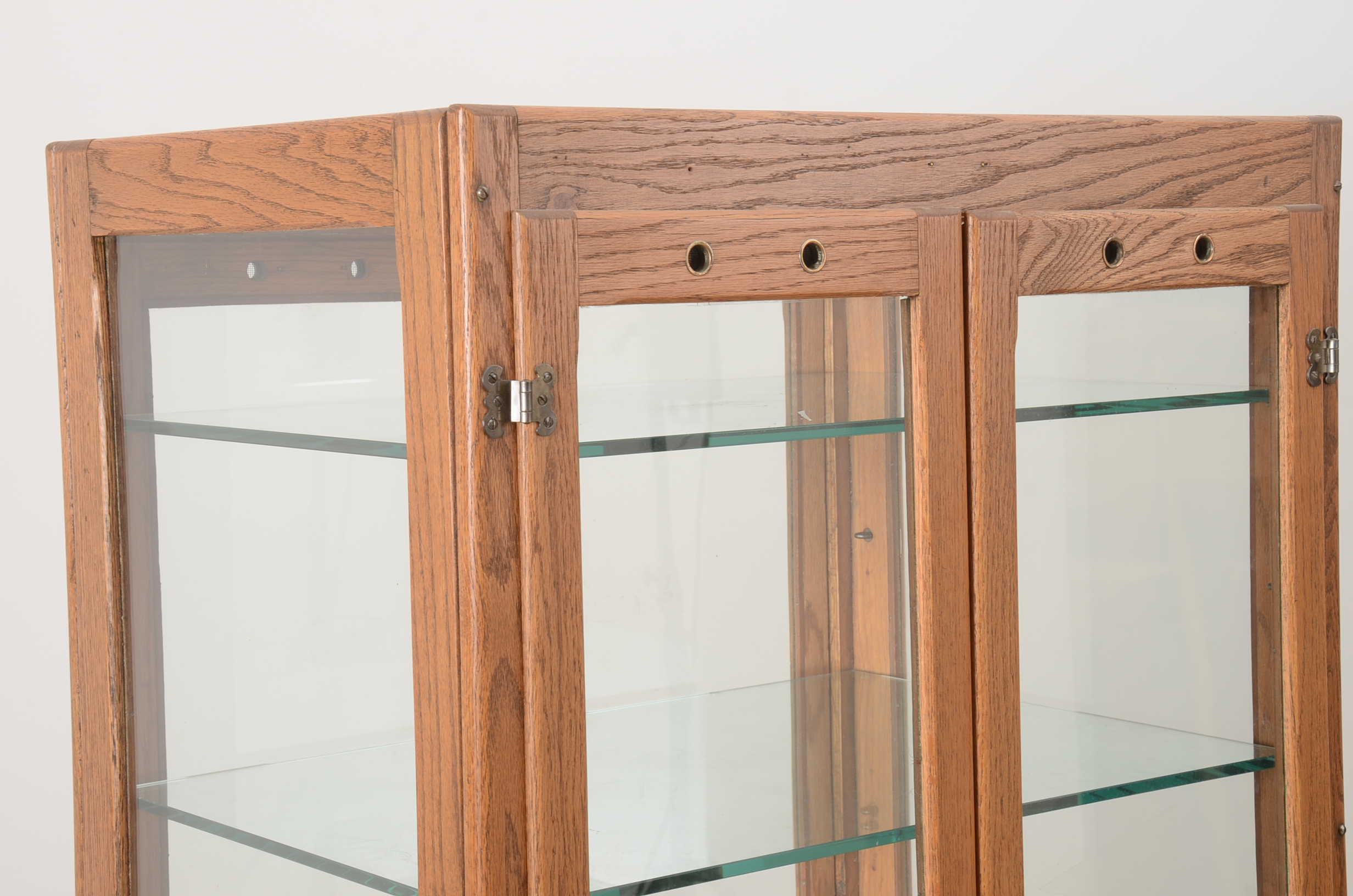 Vintage Oak Glass Front Display Cabinet / Humidoor