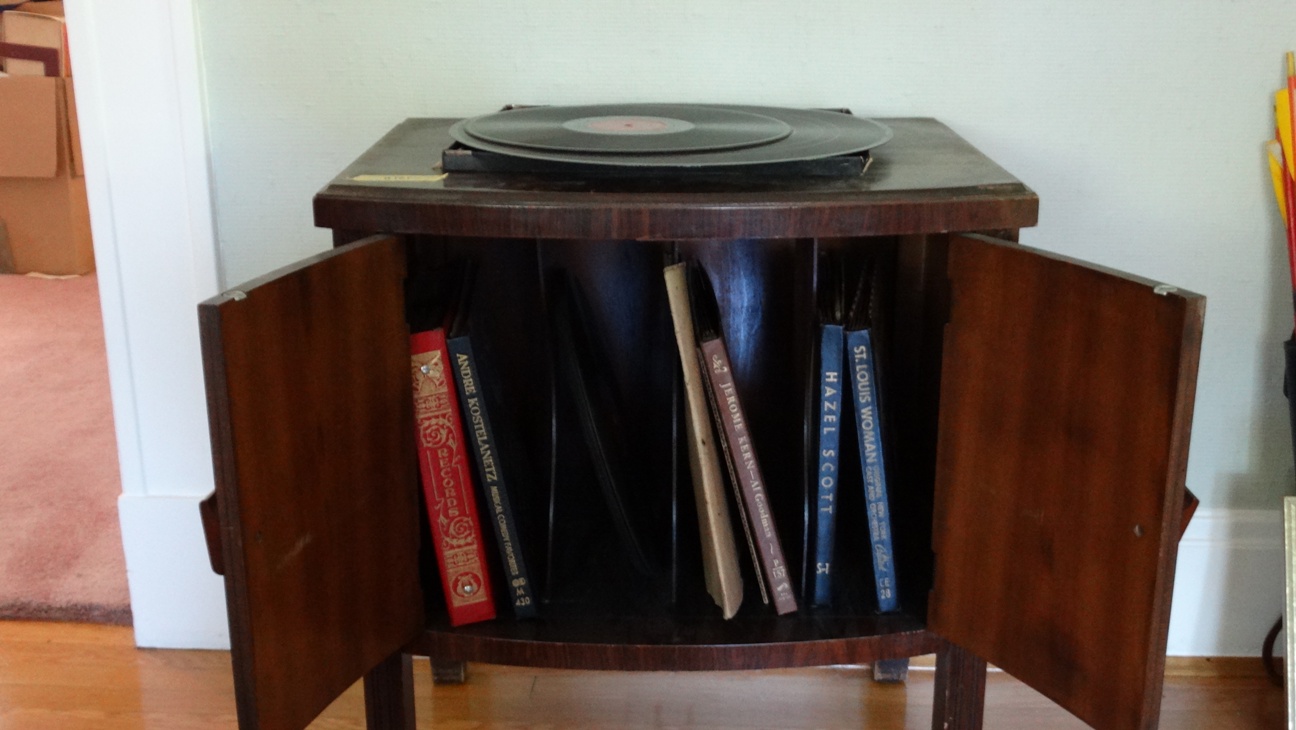 Vintage Record Cabinet and 78 rpm Records
