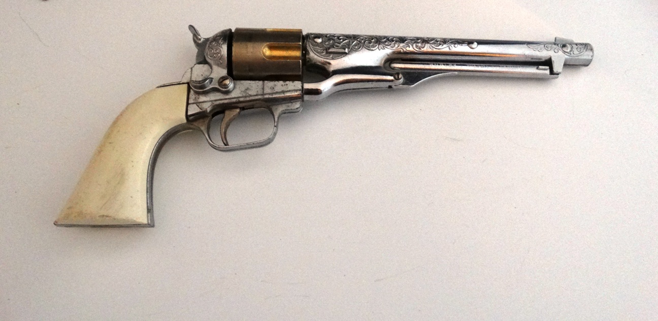 Vintage Hubley Colt .45 Toy Cap Gun and Leather Holster