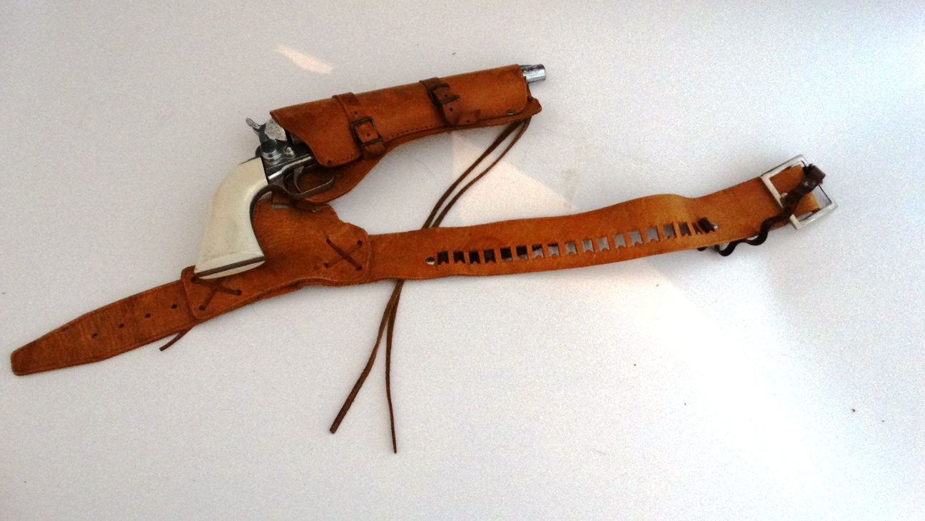Vintage Hubley Colt .45 Toy Cap Gun and Leather Holster