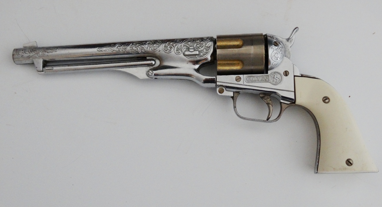 Vintage Hubley Colt .45 Toy Cap Gun and Leather Holster