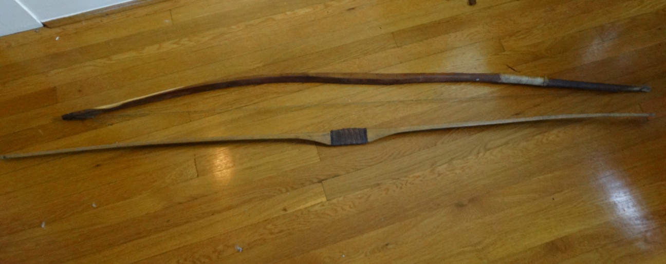 Native American Made Hide Scabbard, Arrows, and Bows