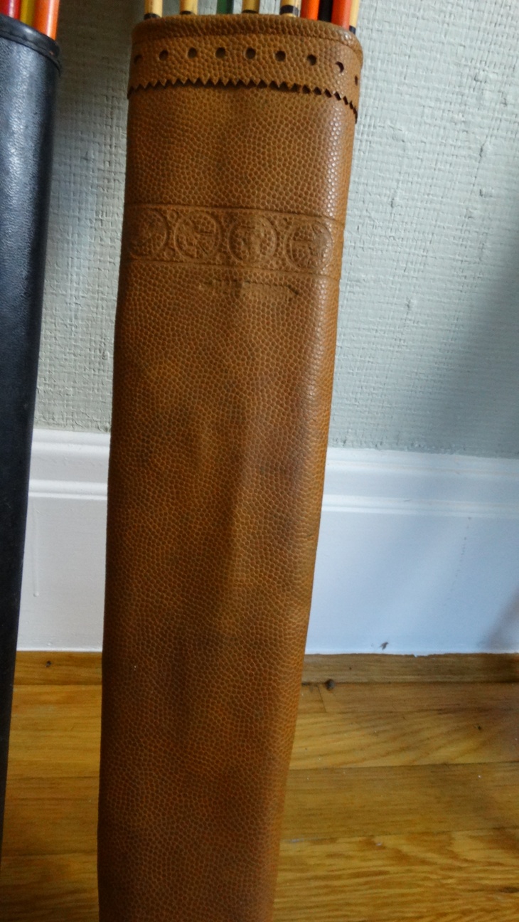 Native American Made Hide Scabbard, Arrows, and Bows