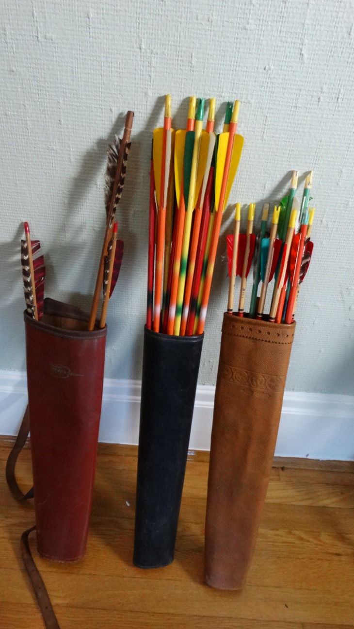 Native American Made Hide Scabbard, Arrows, and Bows