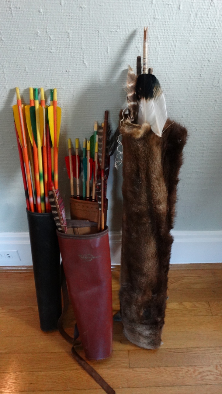 Native American Made Hide Scabbard, Arrows, and Bows