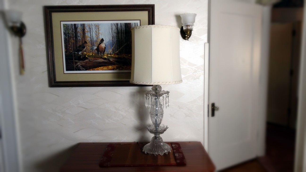 Vintage Large Cut Crystal Table Lamp with Prisms