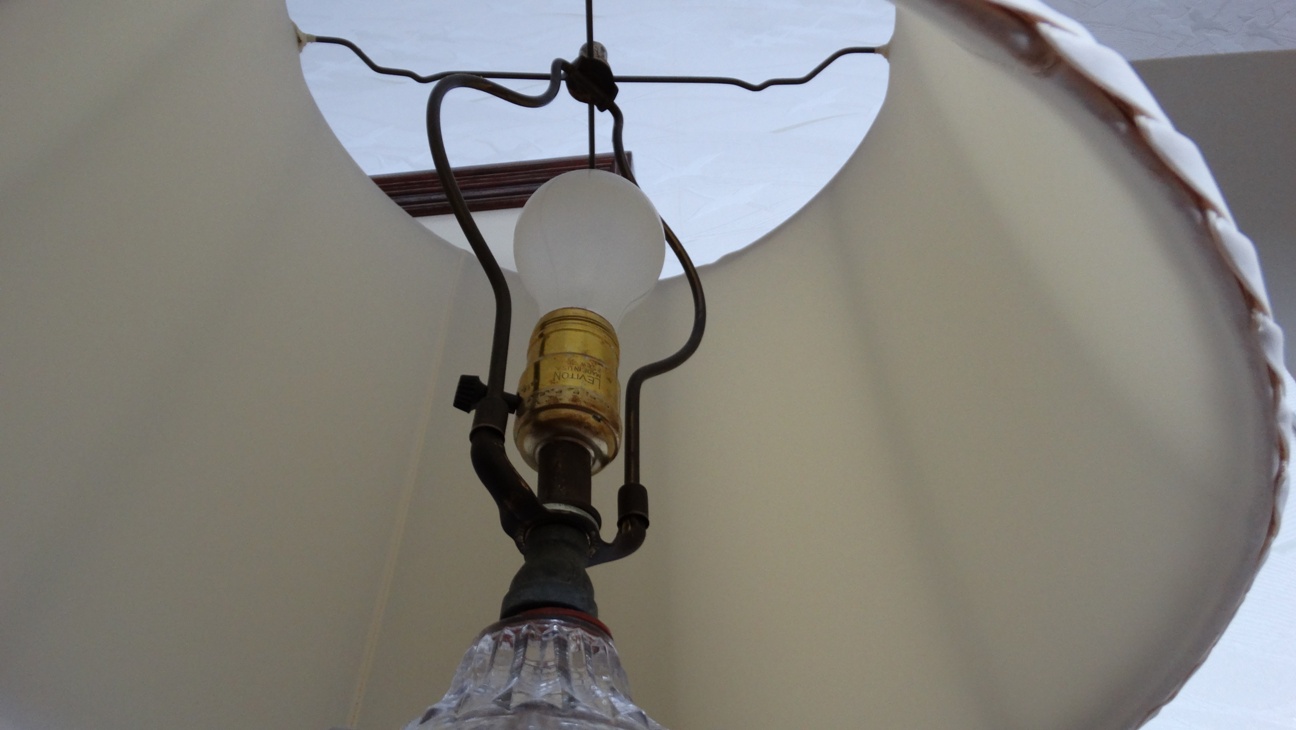 Vintage Large Cut Crystal Table Lamp with Prisms