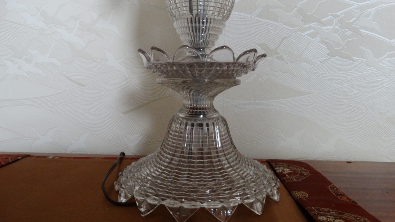 Vintage Large Cut Crystal Table Lamp with Prisms