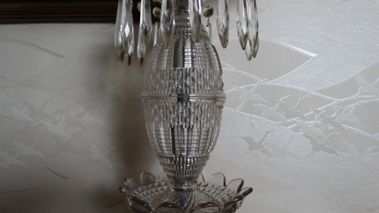 Vintage Large Cut Crystal Table Lamp with Prisms