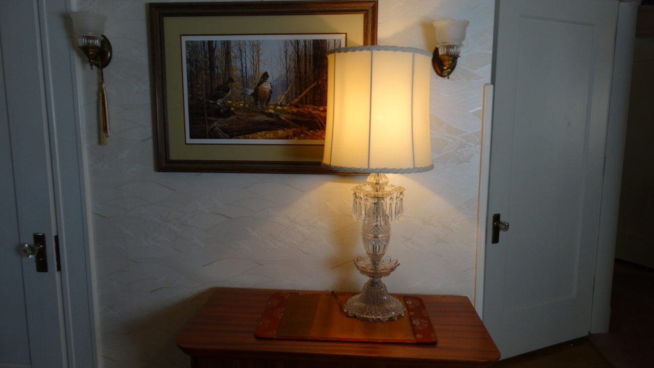 Vintage Large Cut Crystal Table Lamp with Prisms