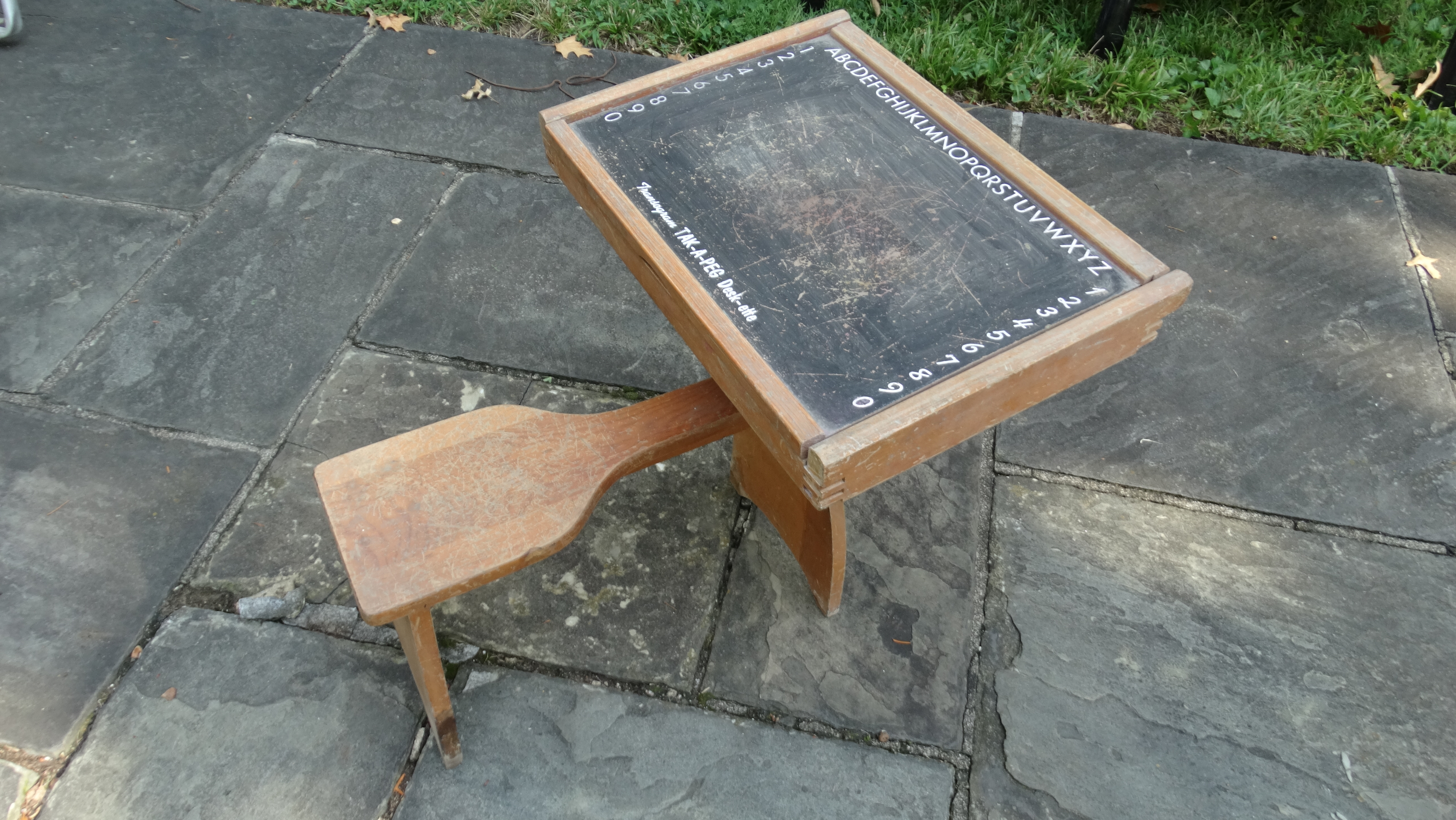 Vintage Grouping of Toy Cradle, Child's Chair, Desk, and Skates