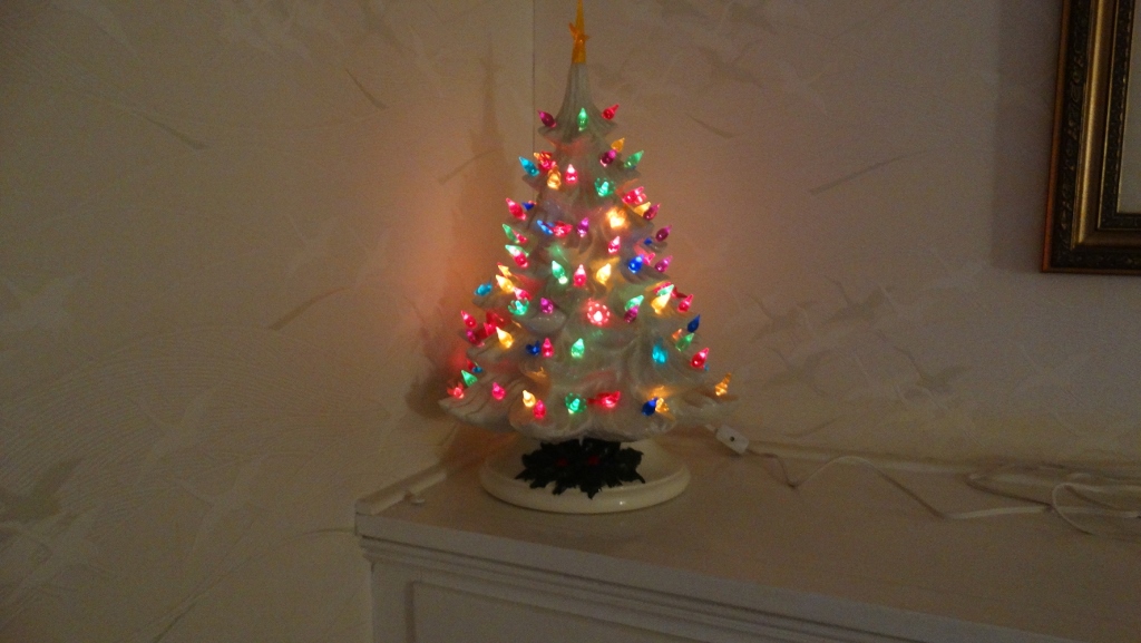 Vintage Lighted White Ceramic Christmas Tree