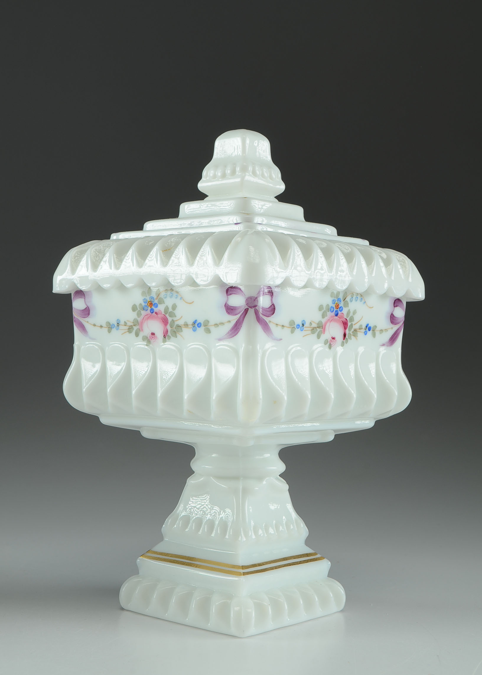 Westmoreland Trio of Handpainted Milk Glass