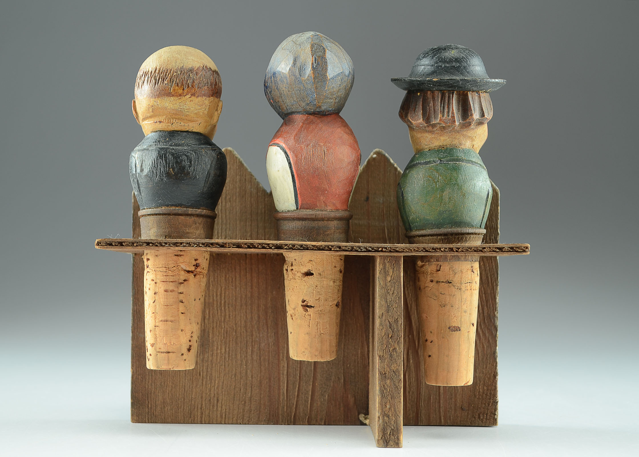 Vintage Wood Carved Anri Cork Set